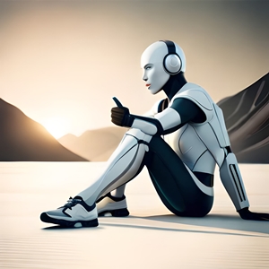 Ein sitzender Roboter, der den Daumen hoch zeigt, um zu signalisieren, dass es großartig ist