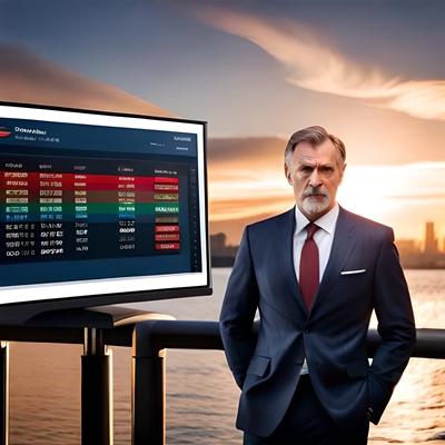 Ein Bildschirm mit Statistiken, präsentiert von einem Broker