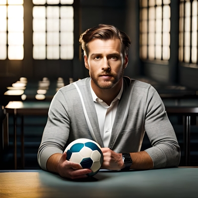 Ein Wettender, der einen Ball in der Hand hält